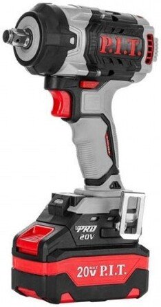 Гайковерт P.I.T. PIW20H-600A/2 (аккумуляторный, бесщеточный, 20В, 600Нм, 1/2", 3 ск, 0-2800 уд/мин, 2х4Ач)
