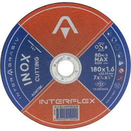 Круг отрезной круг INOX A060TBF 180x1.6x22 мм, Т41, нержавеющая сталь, металл Interflex 4079181610