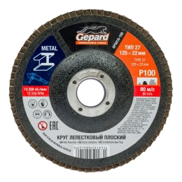 Круг лепестковый плоский 125х22 мм, P100 Gepard GP5016-100