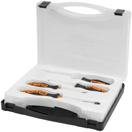 Набор отверток TDM ELECTRIC 4 штуки в пластиковом чемодане SL3x75, SL5х100, PH1х75, PH2х100 серия "Алмаз" SQ1013-0202