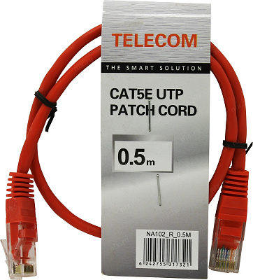 Патч-корд ExeGate UTP-RJ45-RJ45-5e-0,5M-RD, UTP, cat.5e, 0.5м, красный EX258384RUS