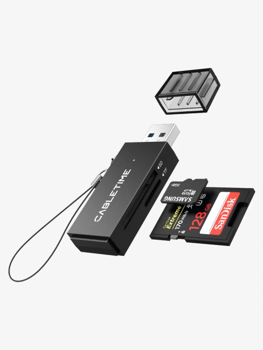 Кардридер CABLETIME CD41G (CT-ASD3-PB ) - USB 3.0, SD-адаптер, черный