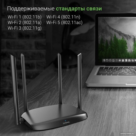 Роутер беспроводной Digma DWR-AC1201 AC1200 10/100BASE-TX черный