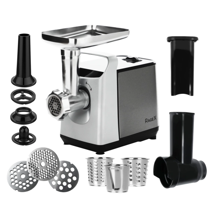 Электрическая мясорубка RAGEX R801, 3000Вт, цвет: 900 серебристая