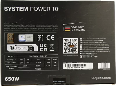 Блок питания be quiet! SYSTEM POWER 10 S10-650W 650W ATX (24+3+2x6/8пин) BN328