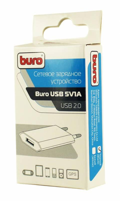 Сетевое зарядное устройство Buro TJ-164b,  USB-A,  5Вт, 1A, черный