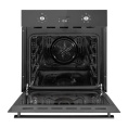 Электрический духовой шкаф Evelux Электрический духовой шкаф, 60 см, объем 65 л, механическое + сенсорное управление, LED дисплей, таймер, конвекция, 7 режимов, гриль, защита при перегреве, защита от детей, 2 стекла в дверце, цвет черный