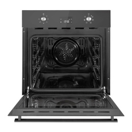 Электрический духовой шкаф Evelux Электрический духовой шкаф, 60 см, объем 65 л, механическое + сенсорное управление, LED дисплей, таймер, конвекция, 7 режимов, гриль, защита при перегреве, защита от детей, 2 стекла в дверце, цвет черный
