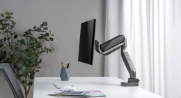 Кронштейн для монитора ErgoSmart Heavy-Duty серебристый, 1 монитор, 17-49", настольный, регулировка высоты/поворота, VESA75/100