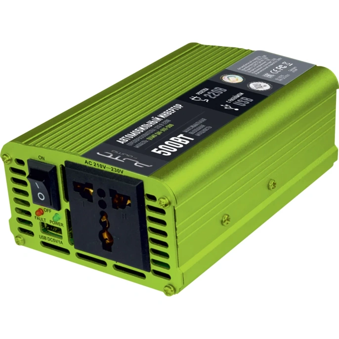 Автомобильный инвертор QUMO преобразователь постоянного тока 12В в переменный ток 220В, модель QAI-901-500 Inv 001 , максимальная выходная мощность 500Вт, встроенный разъем USB 33795