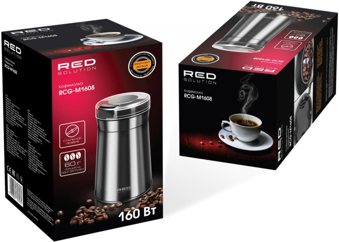 Кофемолка Red Solution RCG-M1608 160Вт сист.помол.:ротац.нож вместим.:60гр серый