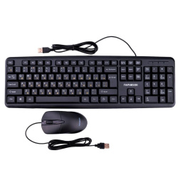 Комплект проводной клавиатура+мышь Гарнизон GKS-122, 104кл+3кн, 1000 DPI, 1.8м, черный