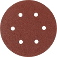 Круг абразивный на ворсовой подложке под липучку, перфорированный 5 шт; 150 мм; 6 отв.; P80 MATRIX 73838