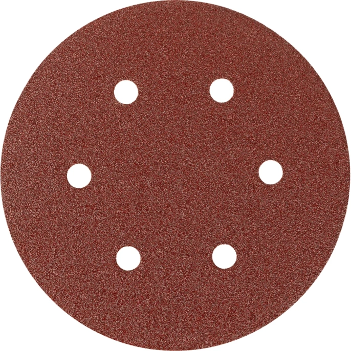 Круг абразивный на ворсовой подложке под липучку, перфорированный 5 шт; 150 мм; 6 отв.; P80 MATRIX 73838