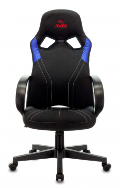 Кресло игровое ZOMBIE RUNNER, на колесиках, ткань/экокожа, черный/синий/синий [zombie runner blue]