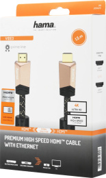 Кабель аудио-видео HAMA Premium, HDMI m - HDMI m , 1.5м, GOLD, ф/фильтр, черный [00205025]