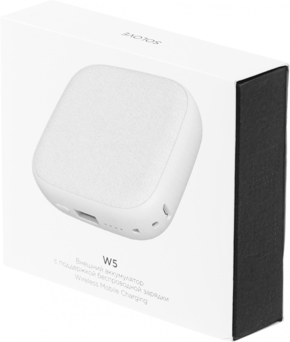 Мобильный аккумулятор Solove W5 10000mAh QC3.0/PD3.0/PE2.0 22.5W 2.1A 2xUSB-A/USB-C беспров.зар. серый W5 WHITE UPDATED RUS