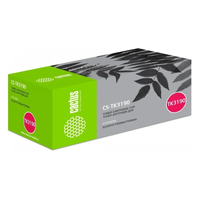 Лазерный картридж Cactus tk-3190 черный, 25000 страниц, для kyocera ecosys p3055dn/p3060dn CS-TK3190 1000181