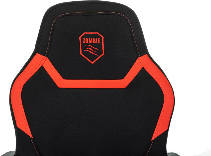 Кресло игровое Zombie 100 черный/красный ткань/эко.кожа крестов. пластик пластик черный