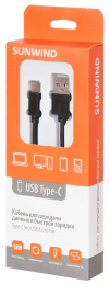 Кабель SunWind USB m -USB Type-C m 1м черный блистер