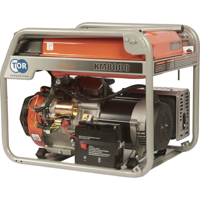 Бензиновый генератор TOR KM8000H 6,0кВт 220В 27л с кнопкой запуска и колесами 1011098