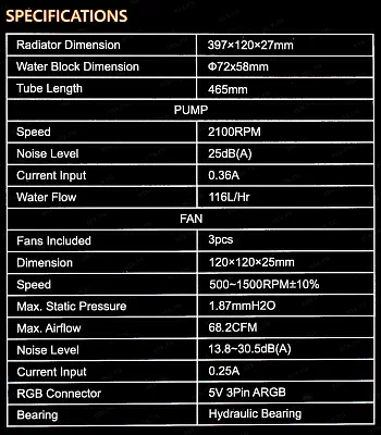 Охладитель ID-Cooling ID-CPU-ZOOMFLOW-360-XT-SNOW (115x/1200/1700/2011/2066/AM4, 13.8-30.5дБ, 500-1500об/мин, вод. охл.)