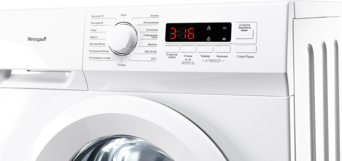 Стиральная машина узкая WEISSGAUFF WM 4106 D, с фронтальной загрузкой, 6кг, 1000об/мин