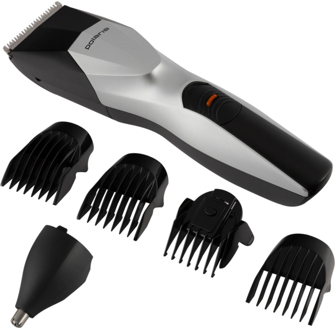 Машинка для стрижки Polaris PHC 1201R черный/серебристый 240Вт насадок в компл:5шт