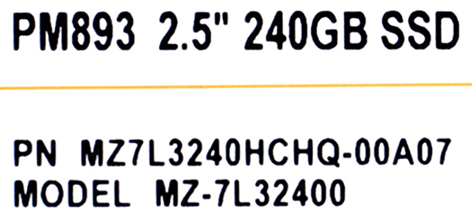SSD накопитель Samsung PM893 MZ7L3240HCHQ-00A07 240ГБ, 2.5", SATA III, SATA, oem