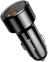 Автомобильное зарядное Baseus Magic Series Dual QC digital display USB + Type-C 45W Black быстрая зарядка, 2 одновременно подключаемых устройства, выходное напряжение: 5В, 20В