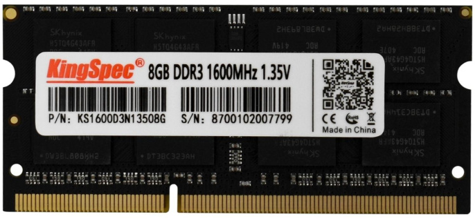 Оперативная память KINGSPEC KS1600D3N13508G DDR3L - 1x 8ГБ 1600МГц, для ноутбуков SO-DIMM , Ret