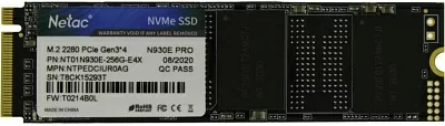 Накопитель SSD 256 Gb M.2 2280 M Netac N930E Pro NT01N930E-256G-E4X