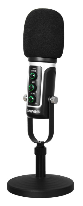 Микрофон проводной SunWind SW-SM500G 1.8м черный