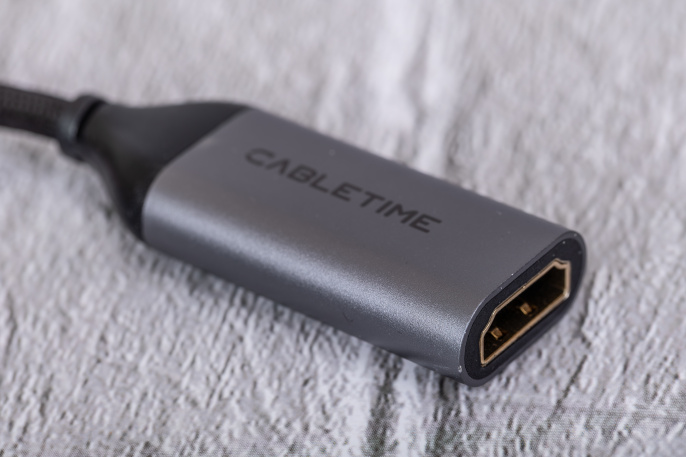 Кабель-адаптер CABLETIME CP10B (CT-C160-PU31-CMHDFn1-S0.2) 0.2 м, USB Type-C - HDMI, 4K/60 Гц, коаксиальный, нейлоновый
