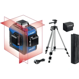 Нивелир лазерный ЗУБР КРЕСТ 3D №2 3х360, штатив, 34908-2_z01