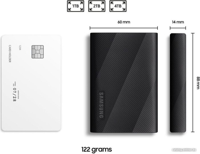 Внешний SSD 4Tb Samsung T9 MU-PG4T0B/WW, USB Type-C, Black