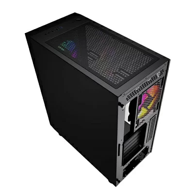 Корпус ATX Без БП Powercase Attica X4B (CAEB-L4), Tempered Glass, 4x 120mm 5-color fan, чёрный, E-ATX