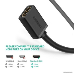 Кабель UGREEN HD107 10140 HDMI 4K Male to Female Cable. Длина: 0,5м. Цвет: черный