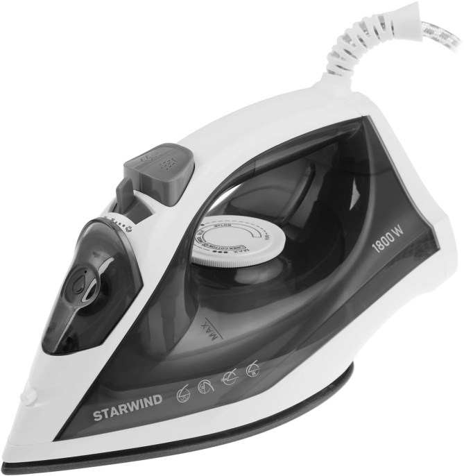 Утюг StarWind SIR1819,  с паровым ударом,  1800Вт,  серый и белый