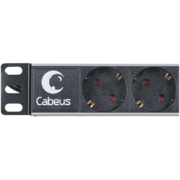 Cabeus PDU-9P-2EU Блок распределения питания для 19" шкафов, горизонтальный, 9 розеток, 16 A, без выключателя, шнур 2м, алюминиевый корпус, немецкий стандарт