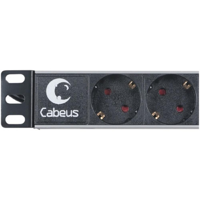Cabeus PDU-9P-2EU Блок распределения питания для 19" шкафов, горизонтальный, 9 розеток, 16 A, без выключателя, шнур 2м, алюминиевый корпус, немецкий стандарт