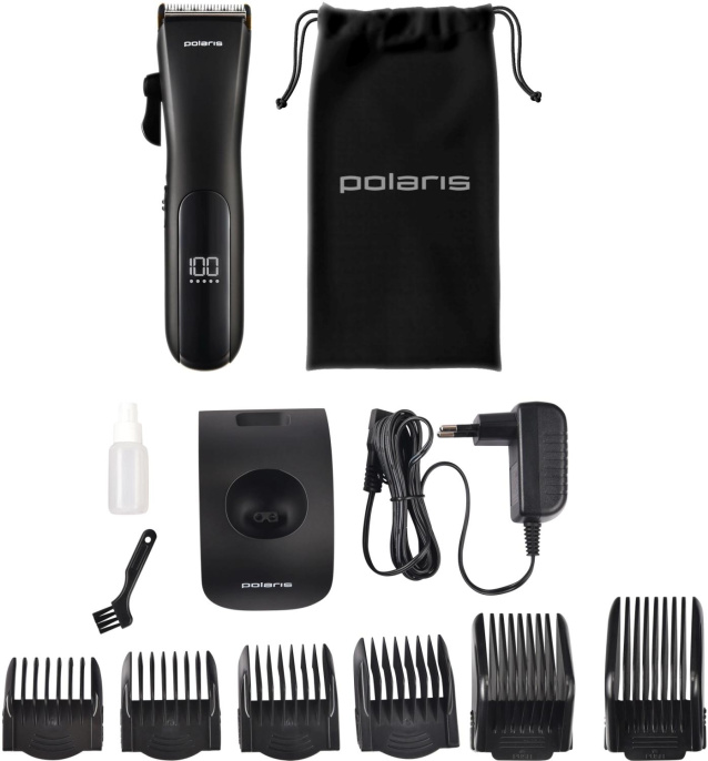 Машинка для стрижки Polaris PHC 2500 черный 3Вт насадок в компл:6шт