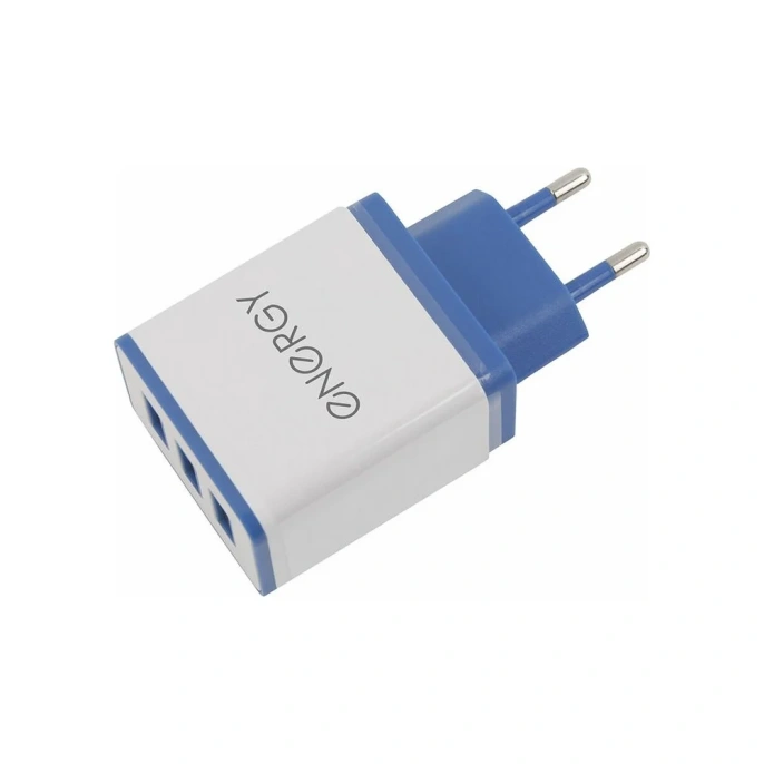 Сетевое зарядное устройство ENERGY ET-34, 3 USB разъёма, 2,1А, цвет - белый 104292
