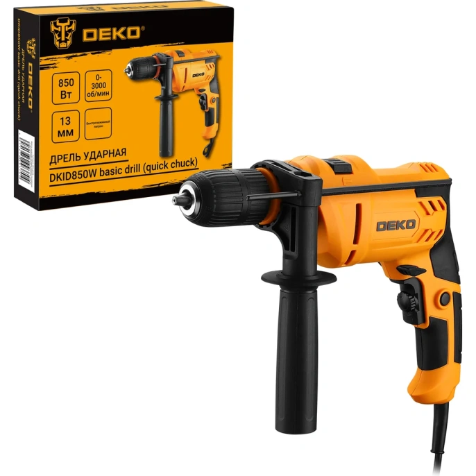Ударная сетевая дрель с быстрозажимным патроном DEKO DKID850W 063-4155