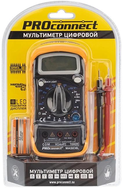 Мультиметр цифровой PROCONNECT MAS838L DT858L, ручной [13-3022]