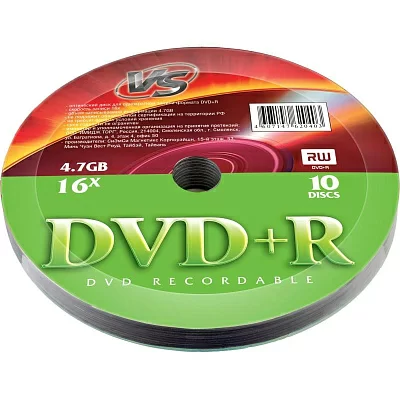 Диски VS DVD+R 4,7 GB 16x Shrink/10