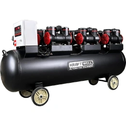 Поршневой безмасляный компрессор KraftWell 1500 л/мин, 10 бар, 280 л, 380 В, сеть 380 В, произв-ть 1500 л/мин, объем ресивера 280 л, в комплекте KRW-AC1500-280L