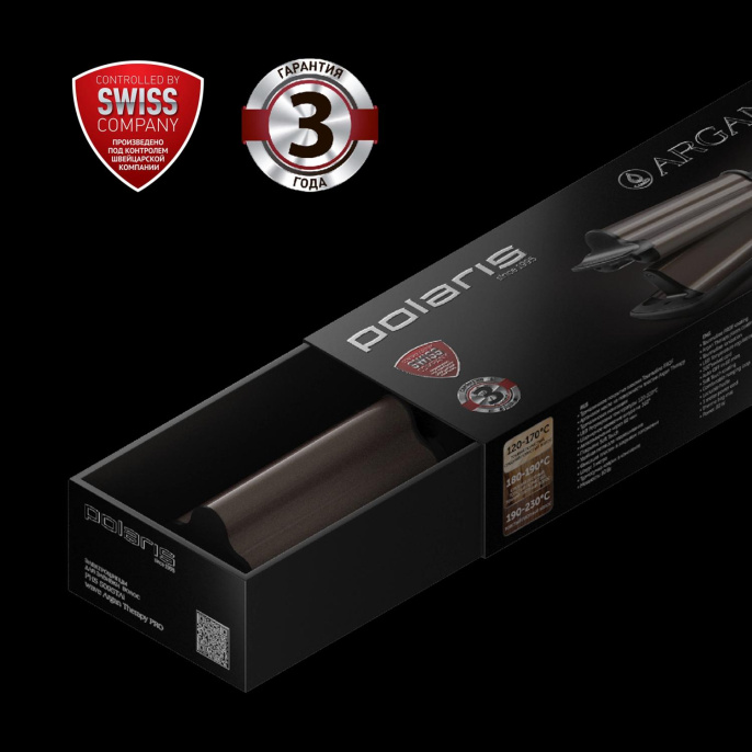 Щипцы Polaris PHS 5095TAi wave Argan Therapy PRO 80Вт черный макс.темп.:220С покрытие:турмалиновое PHS 5095TAI