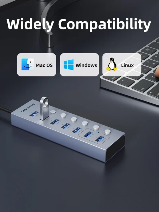 USB-Хаб CABLETIME CB47G (CT-HUBU7-AG) 7-в-1 USB-A на USB 3.0