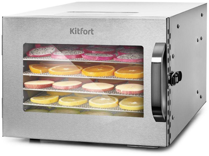 Сушилка для овощей и фруктов KITFORT KT-1917,  нержавеющая сталь,  6 поддонов
